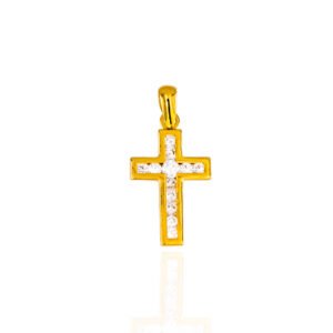 CRUZ ORO CIRCONITAS PEQUEÑA 18 KILATES