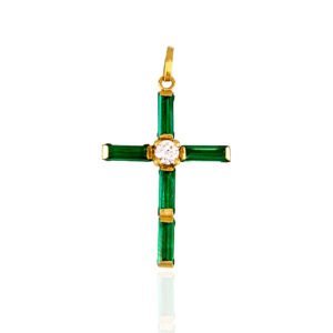 CRUZ ORO ESMERALDA 18 KILATES