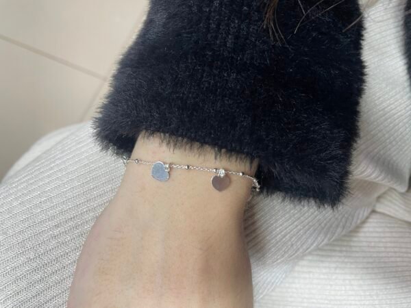 PULSERA PLATA BOLITAS Y CORAZONES - Imagen 3