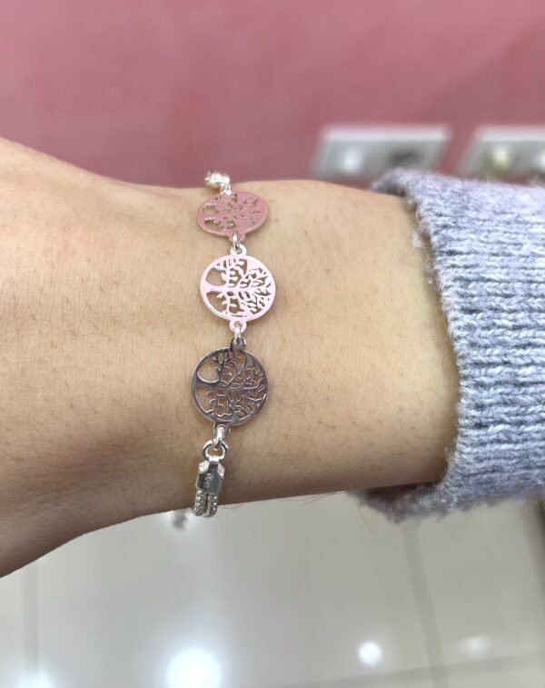 PULSERA PLATA DOBLE CADENA Y ARBOL DE LA VIDA - Imagen 3