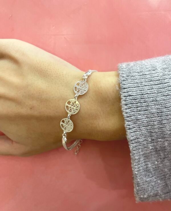 PULSERA PLATA DOBLE CADENA Y ARBOL DE LA VIDA - Imagen 4