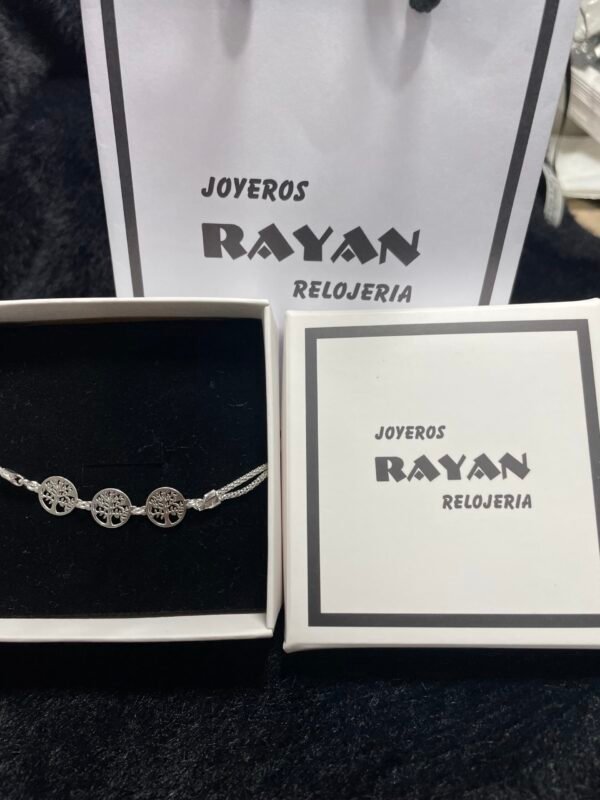 PULSERA PLATA DOBLE CADENA Y ARBOL DE LA VIDA - Imagen 5
