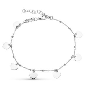 PULSERA PLATA BOLITAS Y CORAZONES