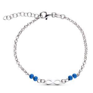 PULSERA PLATA INFINITO AZUL
