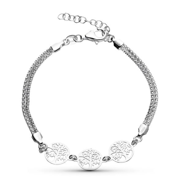PULSERA PLATA DOBLE CADENA Y ARBOL DE LA VIDA