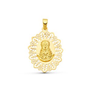 MEDALLA VIRGEN DEL ROCIO CALADA ORO 18KILATES