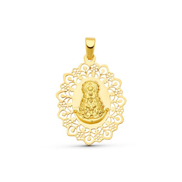 MEDALLA VIRGEN DEL ROCIO CALADA ORO 18KILATES