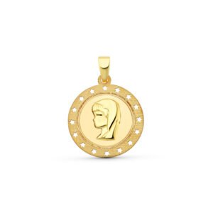 MEDALLA DE LA VIRGEN NIÑA CON ESTRELLAS ORO 18 KILATES