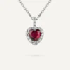COLLAR PLATA CORAZON ROJO