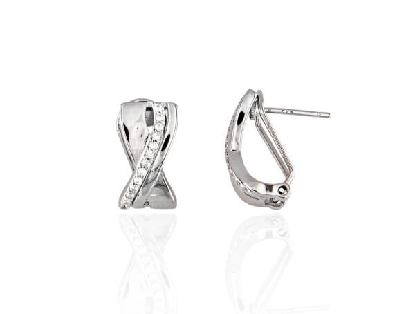 PENDIENTE PLATA OMEGA CRUZADO CIRCONITAS