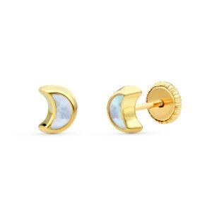 PENDIENTES MEDIAS LUNAS NACAR ORO 9KTS