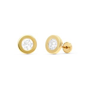 PENDIENTES DONUT CIRCONITA 8MM ORO 9KILATES