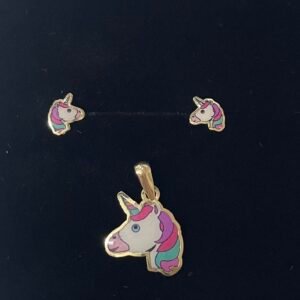 JUEGO UNICORNIO ORO 9 KILATES
