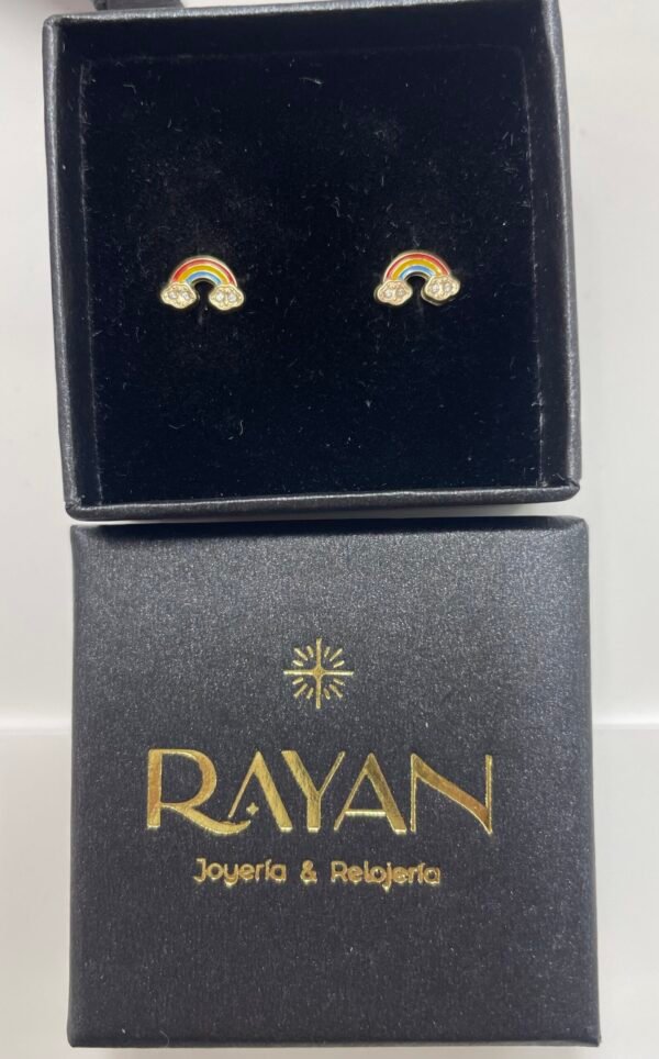 PENDIENTES ARCO IRIS ORO 9KILATES - Imagen 4