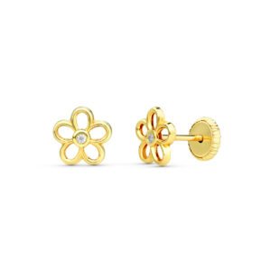 Pendientes flor calada oro 18k