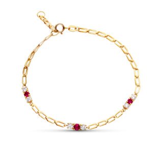 PULSERA ROJO RUBÍ ORO 9 KILATES