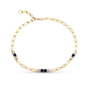 PULSERA AZUL ORO 9 KILATES