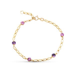 PULSERA MORADA Y ROSA ORO 9 KILATES
