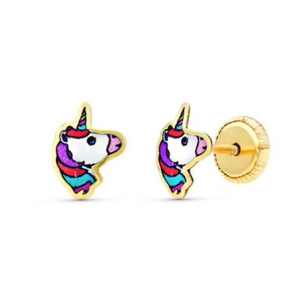 PENDIENTES UNICORCIO ORO 9 KILATES