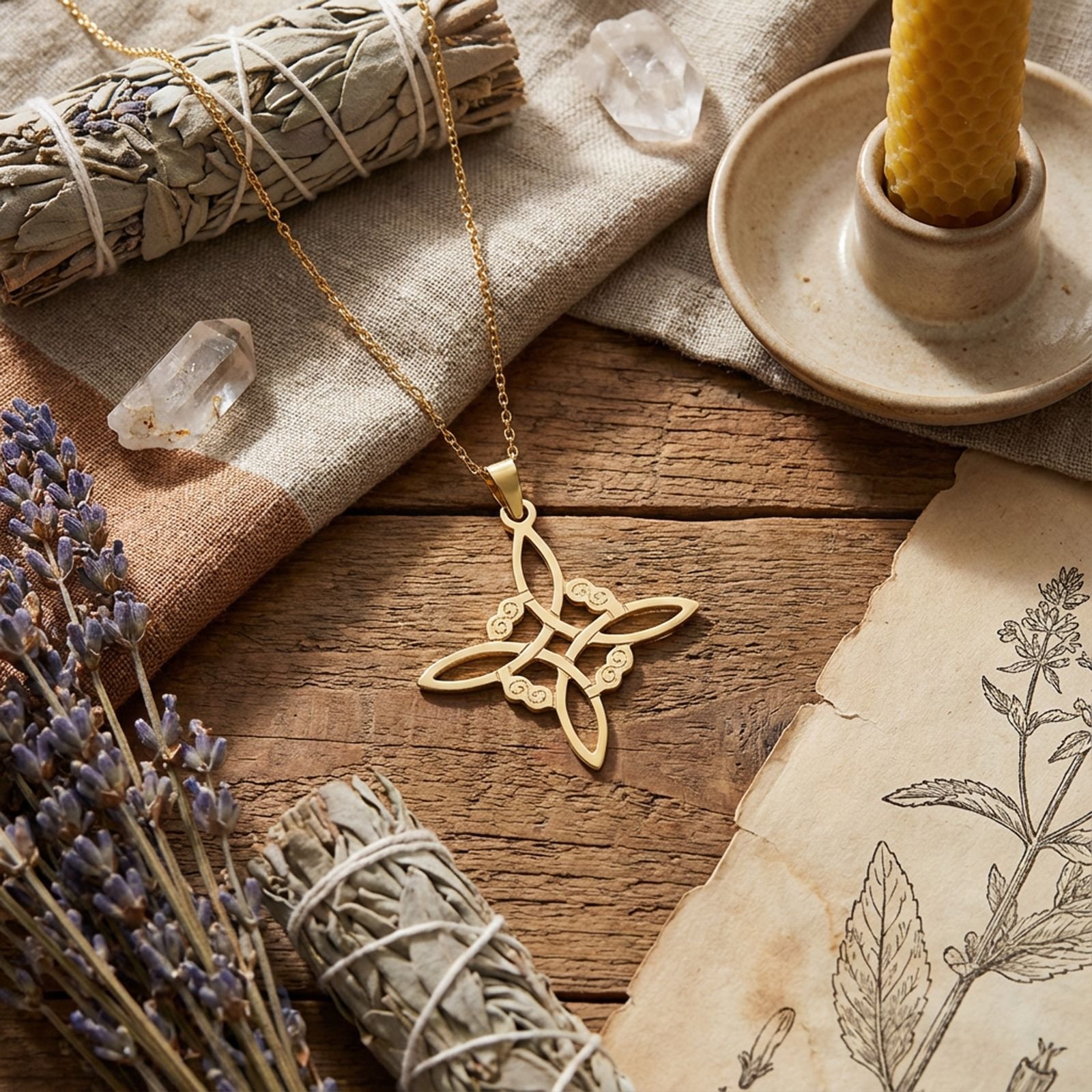 COLGANTE NUDO DE BRUJA ORO 18K - Imagen 3