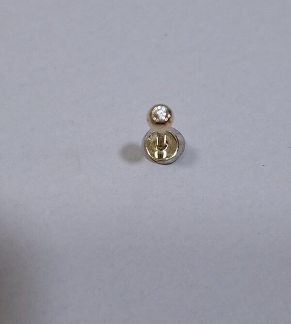 Piercing oro 9Kilates labio bola con circonita