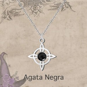 COLGANTE ACERO NUDO DE BRUJA AGATA NEGRA