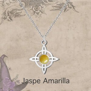 COLGANTE ACERO NUDO DE BRUJA JADE AMARILLO