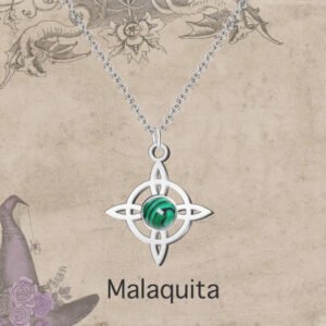 COLGANTE ACERO NUDO DE BRUJA MALAQUITA