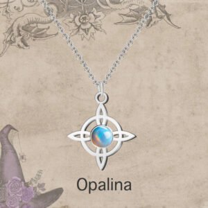 COLGANTE ACERO NUDO DE BRUJA OPALINA