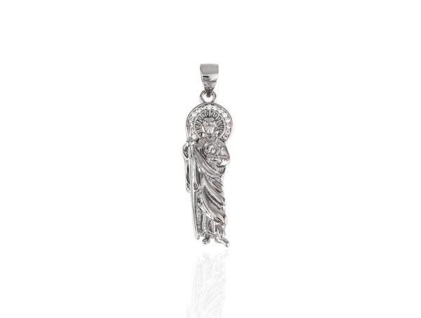 COLGANTE PLATA  RODIADO DE SAN JUAN TADEO CON CIRCONITAS