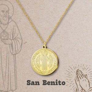 CADENA CON COLGANTE SAN BENITO ACERO CHAPADO