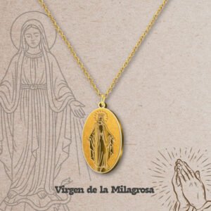 CADENA CON COLGANTE VIRGEN DE LA MILAGROSA ACERO CHAPADO