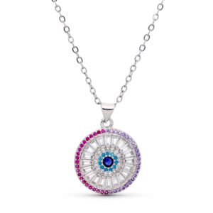 CADENA Y COLGANTE ACERO CON PIEDRAS