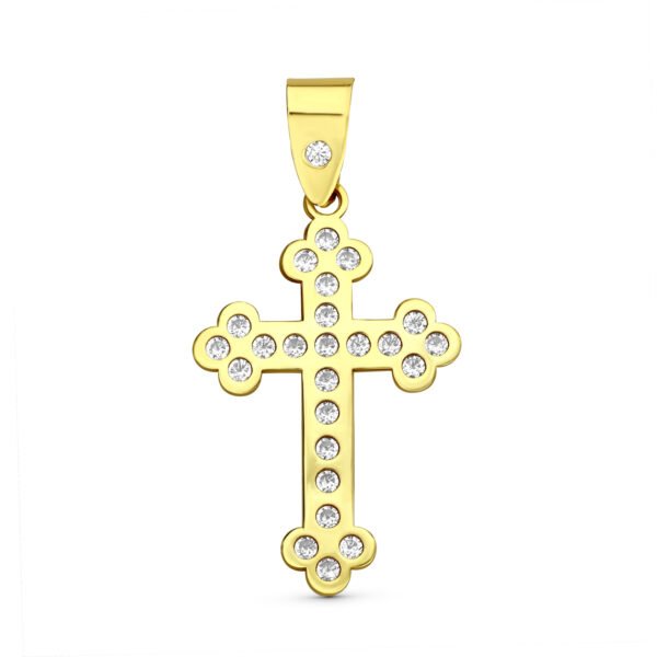 CRUZ  CON CIRCONITAS ORO 9K