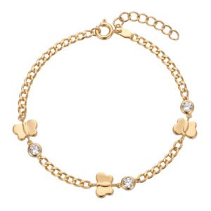 Pulsera mariposas y circonitas oro 9 kilates