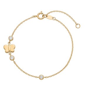 Pulsera mariposa con circonitas oro 9 kilates