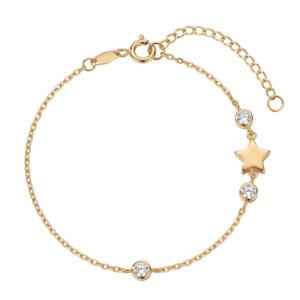 Pulsera estrella y circonitas oro 9 kilates