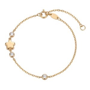 Pulsera flor y circonitas oro 9kilates