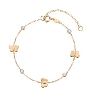 Pulsera mariposas y circonitas oro 9 kilates