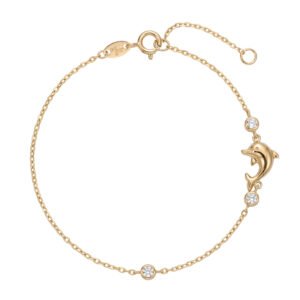 Pulsera delfin con circonitas oro 9 kilates