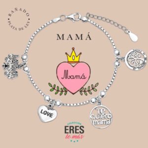 Pulsera de la mama en metal bañado en plata fina