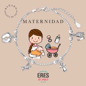 Pulsera de la maternidad en metal bañado en plata fina