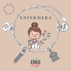 Pulsera de la enfermera en metal bañado en plata fina