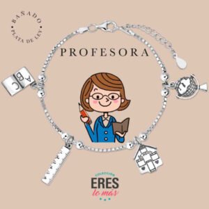 Pulsera de la profesora en metal bañado en plata fina