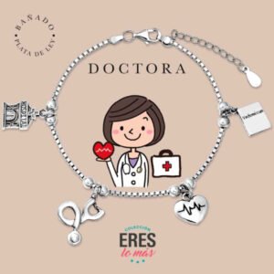 Pulsera de la doctora en metal bañado en plata fina