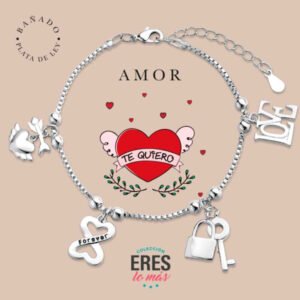 Pulsera del amor metal bañado en plata fina