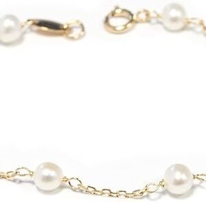 Pulsera perla y cadena oro 9k