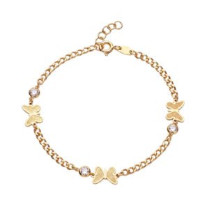 Pulsera mariposas y circonitas oro 9kilates