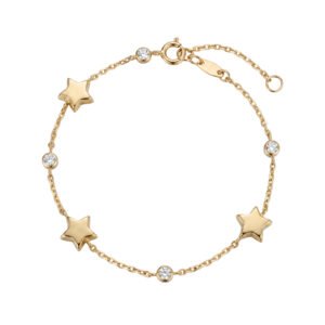 Pulsera estrellas y circonitas oro 9 kilates