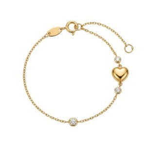 Pulsera corazón y circonitas oro 9kilates